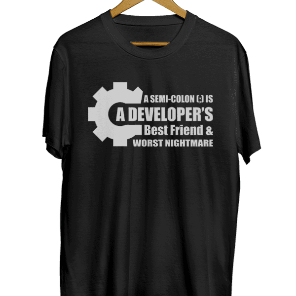 A semi-colon (_) is a developer’s best friend _ worst nightmare black t-shirt