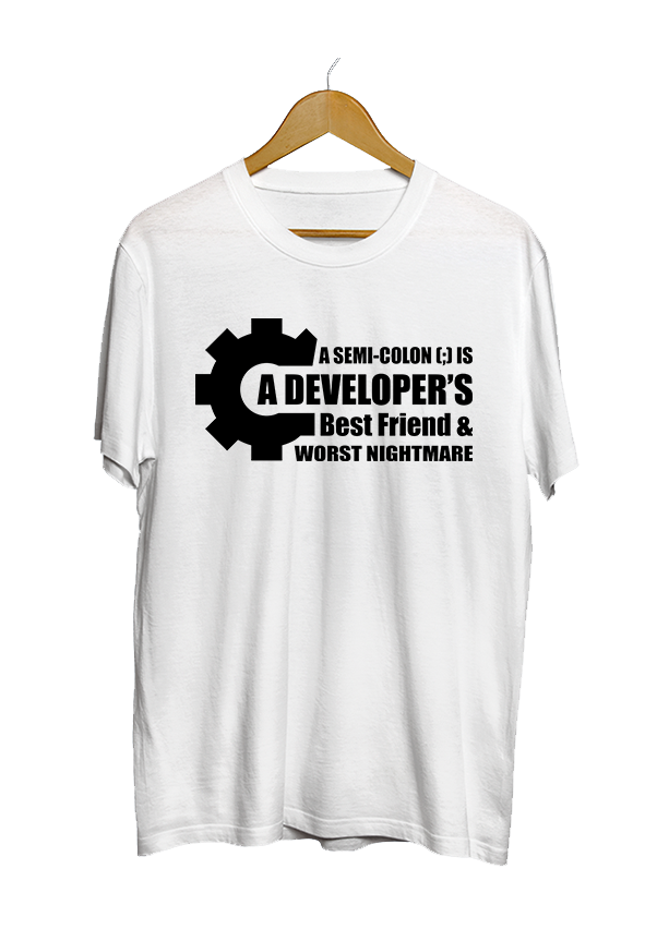 A semi-colon (_) is a developer’s best friend _ worst nightmare white t-shirt