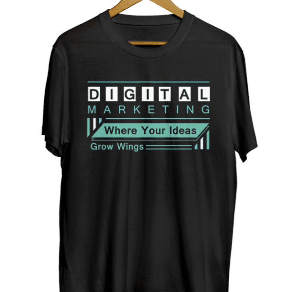 Digital Marketing – Where Your Ideas Grow Wings black t-shirt